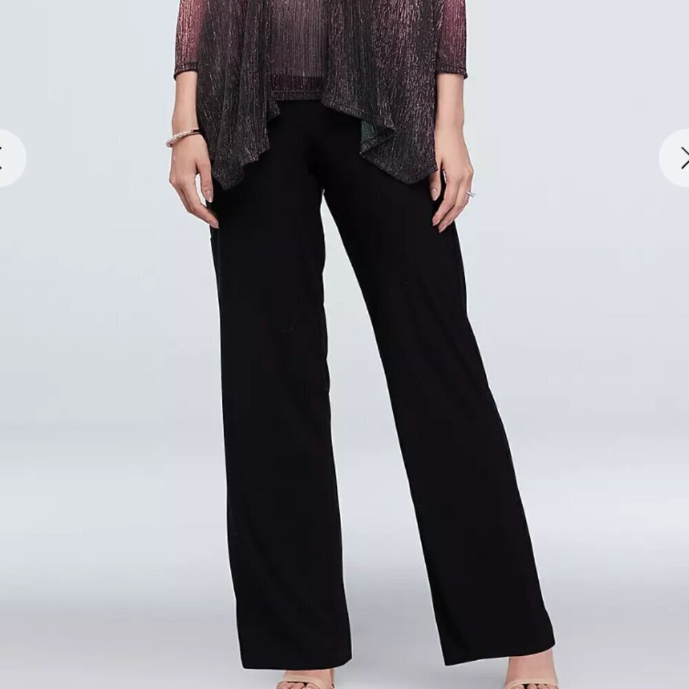 NWT David's Bridal Onyx Crinkled Ombre Plus Size Three-Piece Pantsuit - Picture 4 of 15